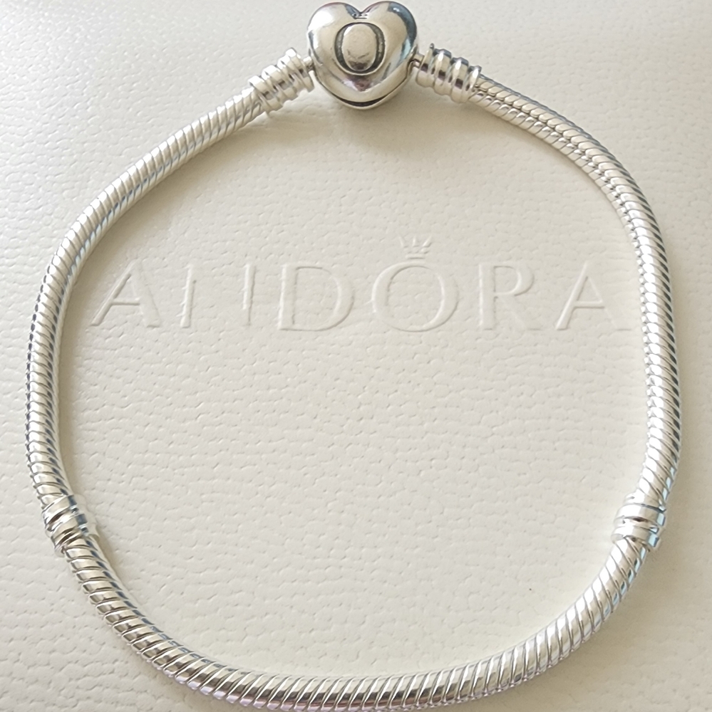 Pandora Moments Heart Clasp Snake Chain Bracelet 7IN - Picture 8 of 8